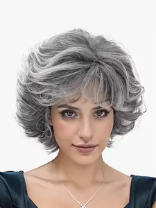 Women's Fashion Glueless Curly Wig, Puffy Short Hair, Gradual Elderly Wig, Daily Party Holiday Wear, 1pc Ladies Hairstyle Accessory, Synthetic Curly Hair