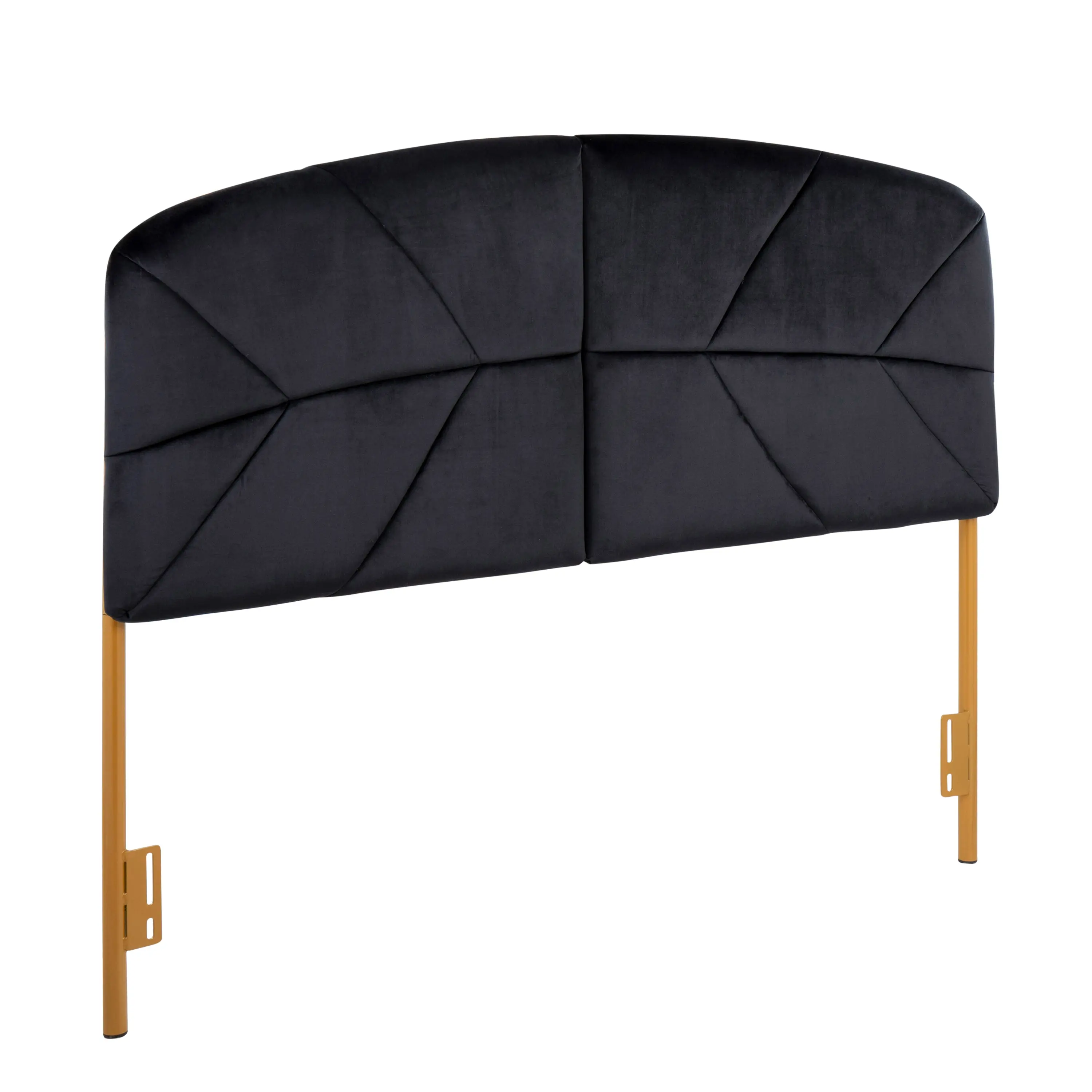 LumiSource Lindsey Glam Queen Bed Headboard - Gold Metal Sleek Frame, Black Luxurious Velvet Upholstery, Soft Tufted Design, Assembly Required, Indoor Use Only, Standard Queen Bed