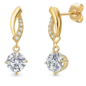 Gem Stone King Gemstone Birthstone and Lab Grown Diamond Infinity Dangle Earrings in 14K Yellow Gold | Round Cut 6MM | Gold Earrings For Women | Fine Jewelry Gift for Her Mom Women Wife
