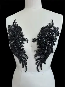 Cherise Black Rhinestones Applique