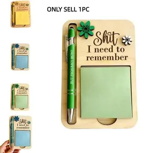 Funny Wooden Office Memo Clips, Humorous Quote Note Pen Set, Perfect Prank Gift for Forgetful Colleagues, High-Quality Stationery, Office Desk Accessories