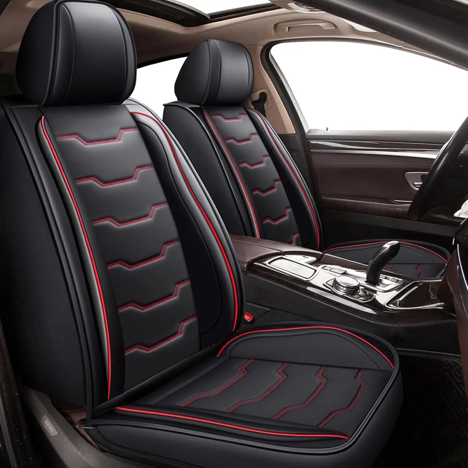 Custom Fit Faux Leather Full Car Seat Cover Set with Car Seat Cushions - Breathable, Waterproof, Airbag-Safe, Wear-Resistant, Easy-Install Protectors Including Headrest Cushions for Ford Explorer 2004-2026 Automotive Interior Accessories