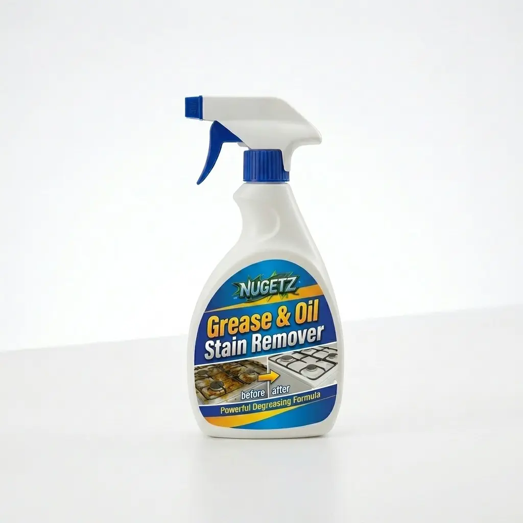 NUGETZZ Heavy Duty Grease & Oil Stain Remover Spray, Kitchen Degreaser Cleaner for Stove, Oven, Grill, Range Hood & Countertops, Fast-Acting Oil Remover, 16 oz
