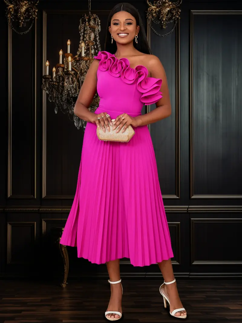 one shoulder pleated dress Bella and Bloom Boutique