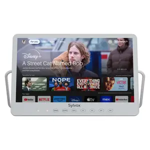 SYLVOX 15.6" Portable TV with Google Smart TV System, IP66 Waterproof, Dual Speakers, 1080P FHD, Portable Handle for Convenience