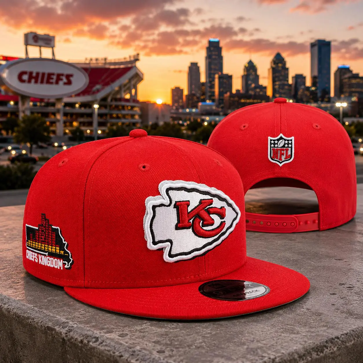 Kansas City Chiefs New Era Red 59FIFTY Fitted Hat - Flat Brim, Unisex Premium Streetwear Hip Hop Collectible Sports Headwear