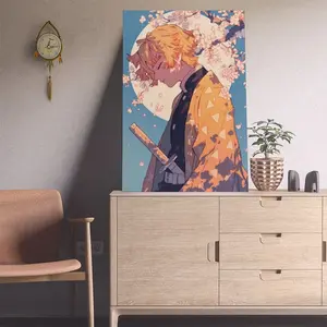 Zenitsu Agatsuma Art Print,Demon Slayer Kimetsu No Yaiba Poster, Kawaii Wall Decor Otaku Gift