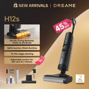 DREAME H12s Vacuum Mop, Cordless Wet and Dry Vacuum, Cordless Vacuum Mop All in One for Hard Floors, Edge Cleaning with Dirt Detection, Hot Air Drying, Smart Floor Cleaner Great for Sticky Messes on Multi-Surfaces