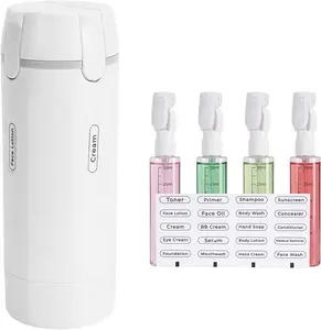 4-Piece 30ML 4-in-1 Travel Toiletry Dispenser Bottles, Refillable Leak-Proof Portable Sealed Containers for Shampoo, Shower Gel, Laundry Detergent, Ideal for Travel, Camping, Daily Personal Care (With Faucet Filter)