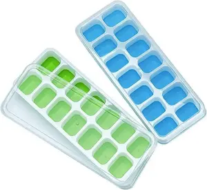 Ice Cube Trays, Silicone Easy-Release and Flexible 14-Ice Trays with Spill-Resistant Removable Lid, BPA Free, Durable and Dishwasher Safe, 2 Pack Amytor