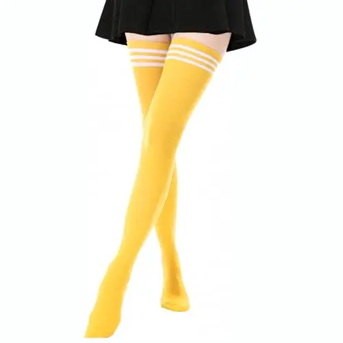 1 Pair Extra Long: Yellow With White Str