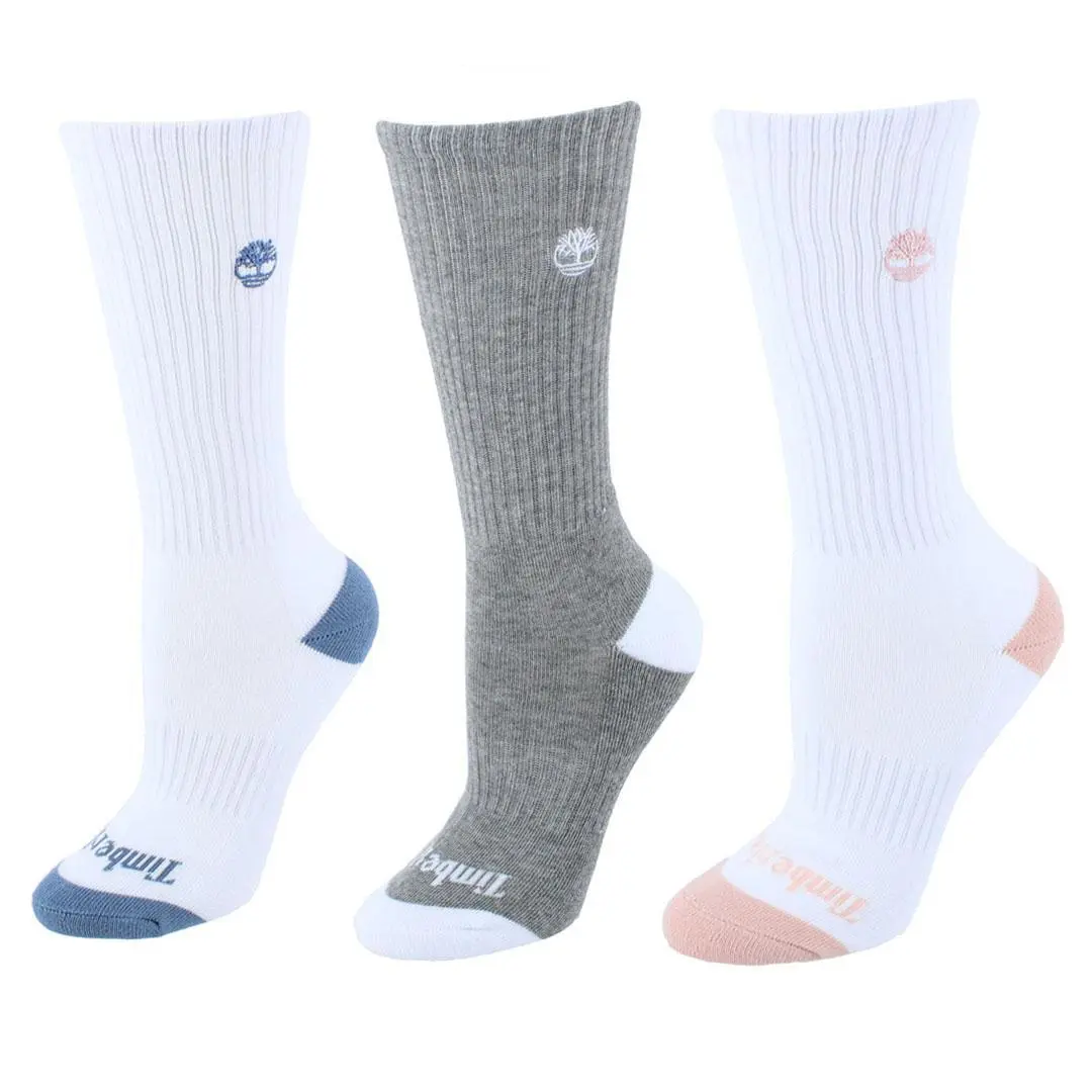 Timberland Women's Half Cushioned Comfort Crew Socks (3 Pack), Crew Socks, Smooth, Everyday