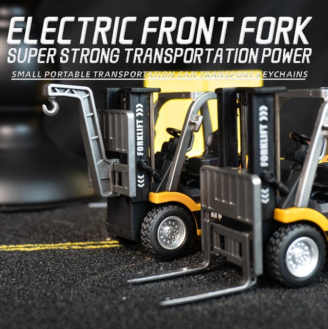 NEW 1/64 Alloy Mini Forklift Toy 11 Channel 2 Mode 2.4Ghz Remote Control USB-C Rechargeable with Lights and Sounds 3 in 1 Transformable Lift Fork & Hook RC Construction Vehicles for Adults Kids Boys & Girls Birthday Christmas Gift engineering vehicle set