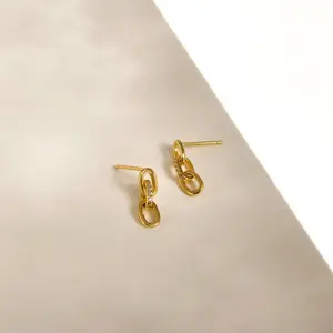 Amia Pave Link Earrings by Caitlyn Minimalist