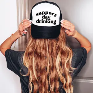 Support Day Drinking Trucker Hat for Men and Women - Funny Adjustable Cap for Drinker - Summer Snapback