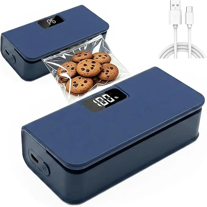 Portable Snack Bag Sealer USB Rechargeable 2 In 1 Heat Sealer And Cutter, Mini Plastic Bag Sealing Machine for Food Storage Chips Coffee Pet Food Kitchen Gadget