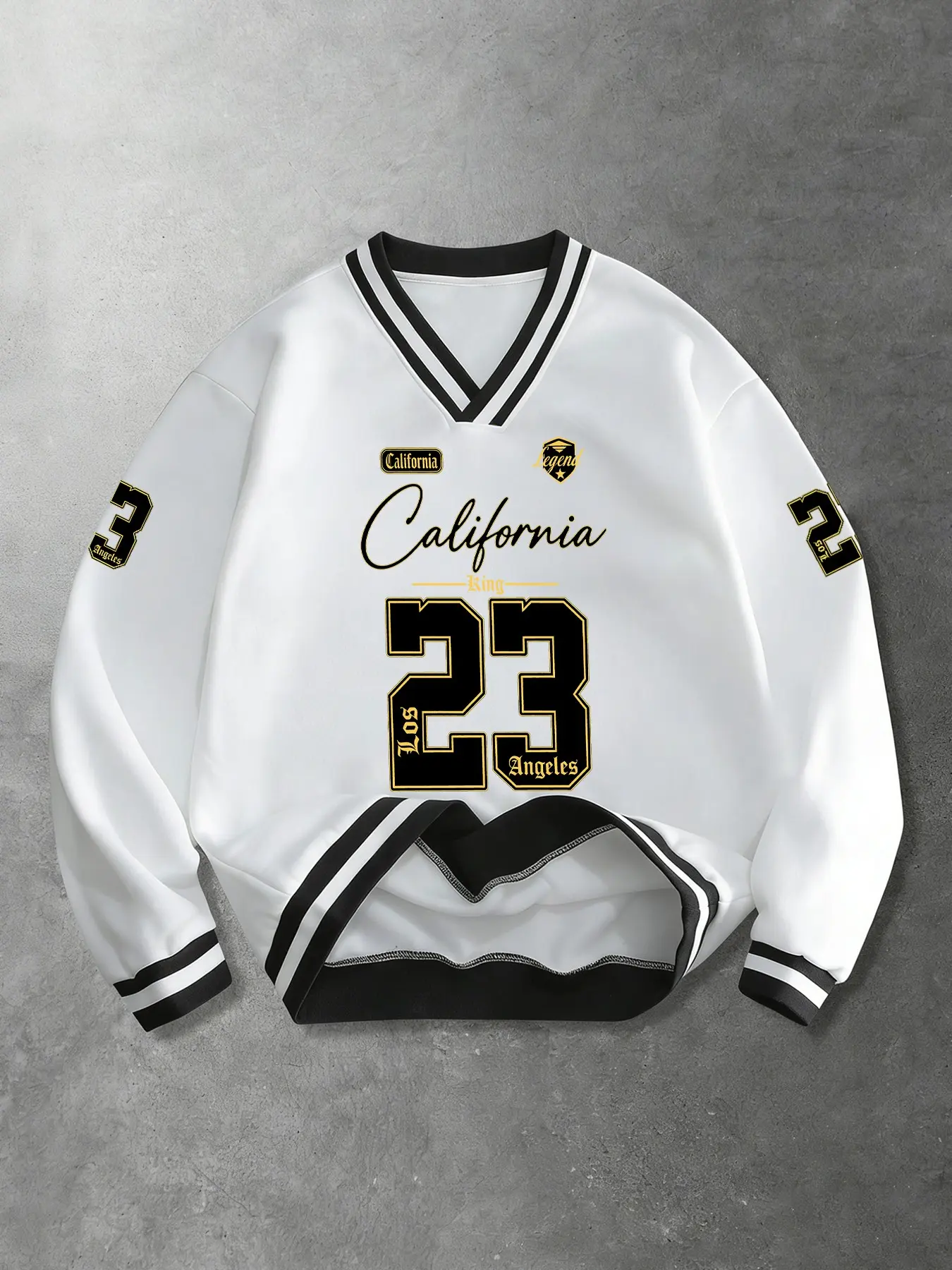 Tikmen Sportswear Sweatshirt Printed, Number 23 Print, Loose Fit V-Neck Long Sleeve, Casual Streetwear College Style, Daily Wear Tops
