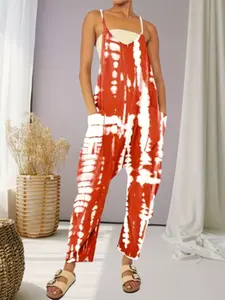 Casual Tie-Dye Halter One-Piece Jumpsuit, Summer Home Vacation Essential, Comfortable and Stylish, Perfect for Relaxing Days