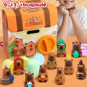 New Capybara Backpack Gachapon Machine: Surprise Fun Figurines, Quirky Eggs, DIY Blind Box Toys—a toy gift box you can carry on your back. Each box contains 6 gachapon capsules, can choose 12 or 16.(extra capsules are packaged separately). Boxed.