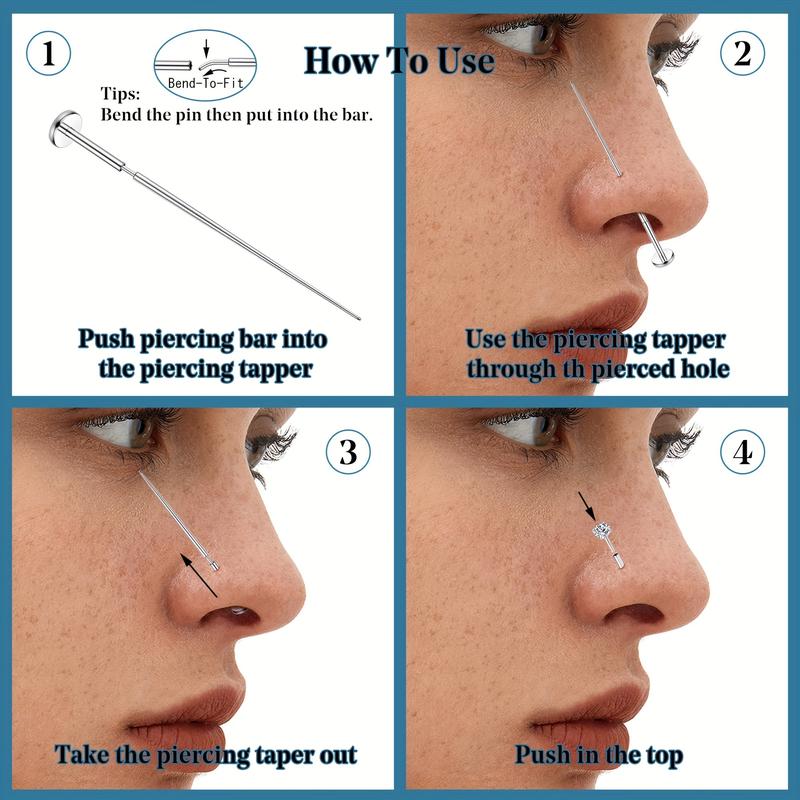 12pcs Stainless Steel Ear Studs, Nose Studs and Ear Studs Set, Multi-Color, Synthetic Cubic Zirconia, No Plating, Cute Style, with Hole, Daily and Party Occasions, All Seasons, Holiday Theme Jewelry Piercing