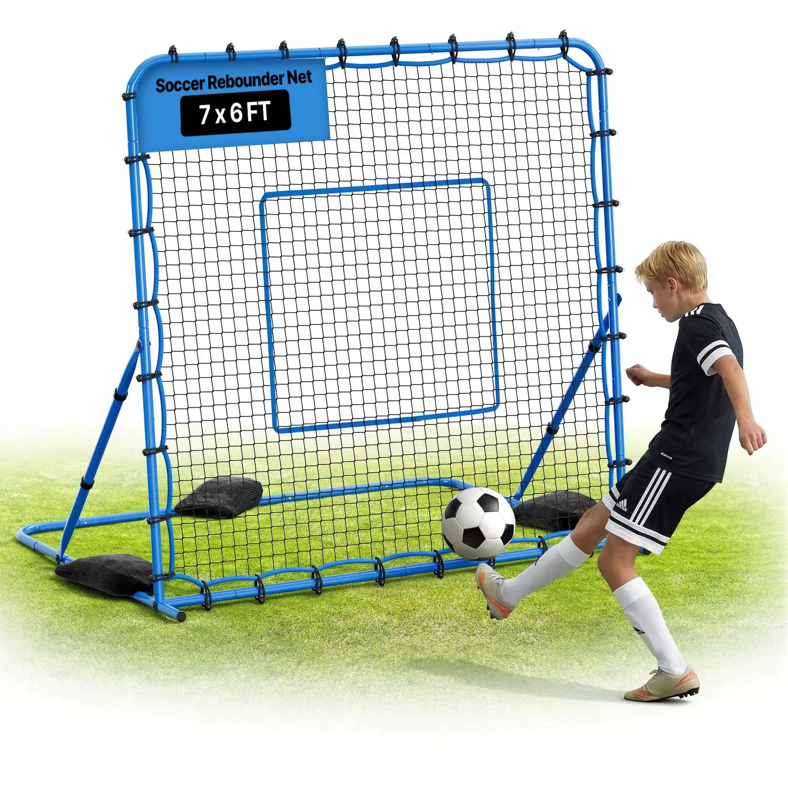 【SummerFinds】VEVOR Soccer Rebounder Net, Quick-Switch Angle Soccer Goal Rebounder for Control, Passing Practice, Heavy-Duty Iron Frame & PE Net, Easy Setup Ball Training Aids & Equipment for Teens&Adults,7 x 6 ft