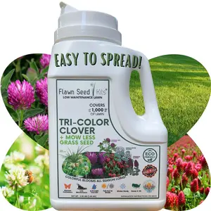 Flawn Seed Kits TRI-Color Clover + Mow Less Grass Seed - Low Maintenance Lawn - Pollinator Friendly