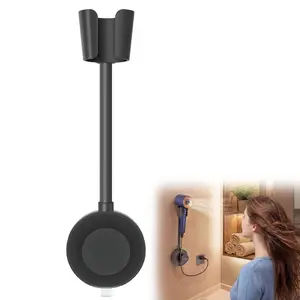 Hands-Free-Hair Dryer Holder - 360 Adjustable Hose, Positionable Arm, Strong Adhesive Suction Cup Bathroom Accessories, Wall-Mounted Storage Rack for Mirror & Ceramic Tile,