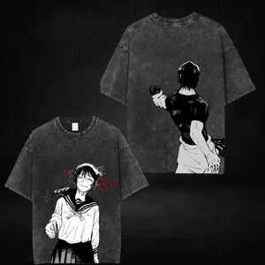 Retro Heavy Limited Toji and Amanai T-shirt Anime Manga Tee Jujutsu Kaisen T-shirt Streetwear Tee Menswera Round Neck Casual Shirt-JJK Menswear Top