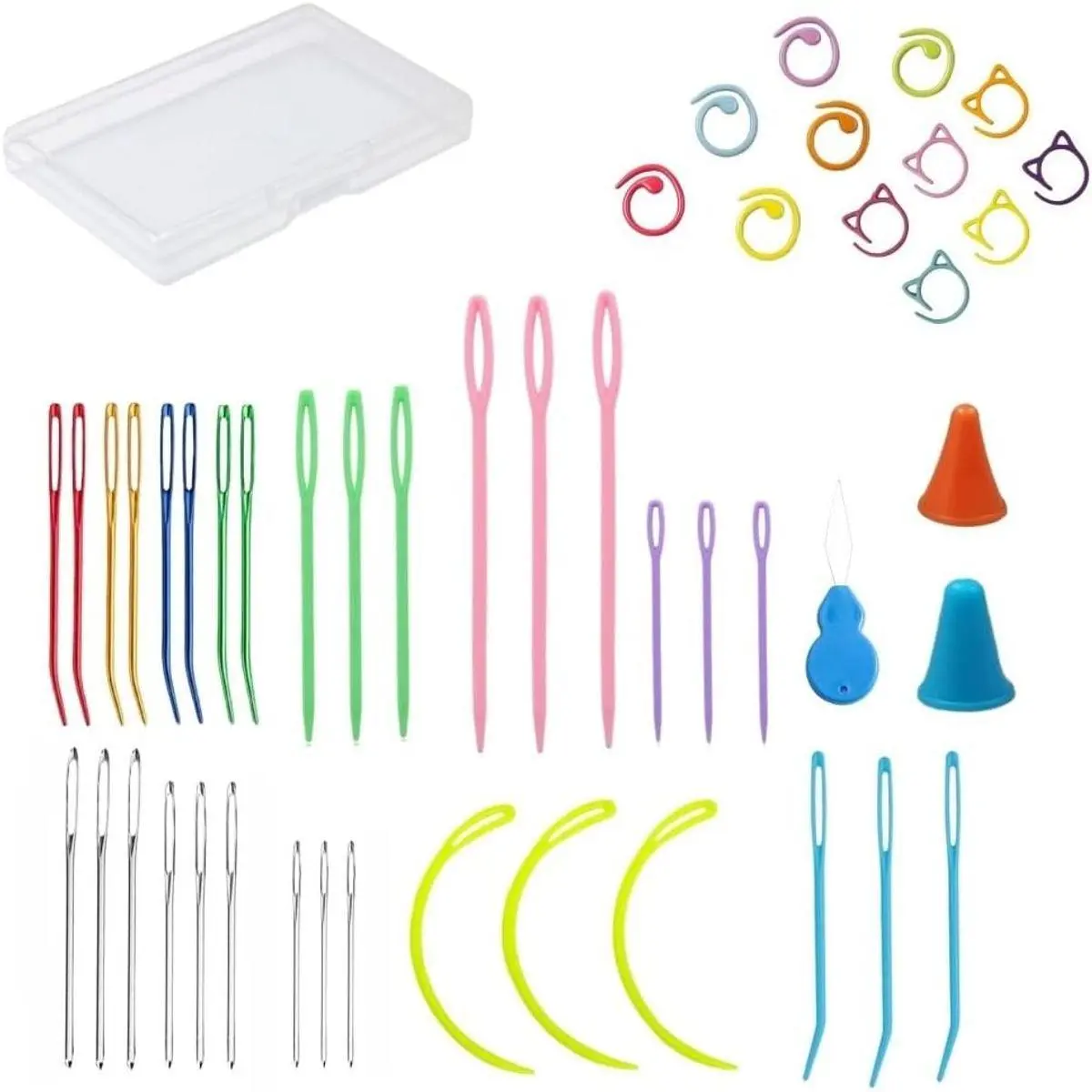 48 Pcs Yarn Needles Set,Curved Darning Needles for Yarn,Plastic Needles for Yarn,Tapestry Needle Weaving Knitting Sewing Needle