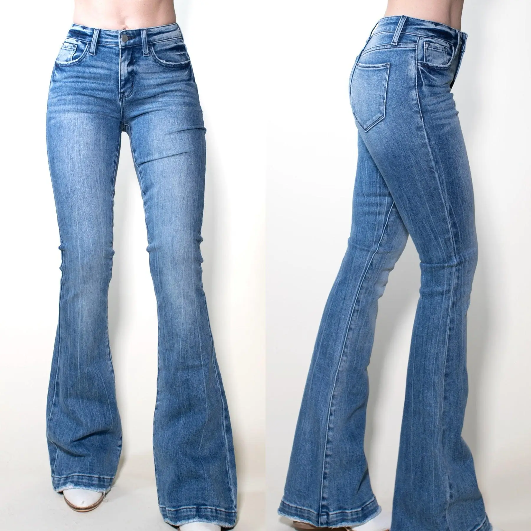 BME LIGHT Midrise Nondistressed Light Flare Jeans