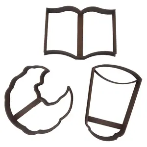 COOKIE MILK BOOK COOKIE CUTTERS Literature Book Chocolate Chip Cookie And Glass of Milk Give For Birthday Baby Shower Read Across America Graduation Cookie Cutters (3 Pack)