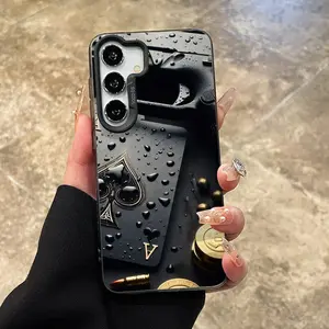 Poker Ace of Spades Patterned Phone Case for Samsung Galaxy S24 Plus S25 Ultra S23 Ultra S22+ Shockproof Non Slip Military-Grade Protection Slim Cover Cellphone Protective