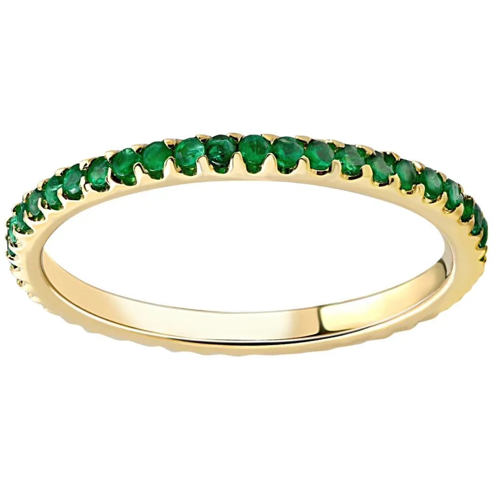 1/2Ct Emerald Eternity Ring Anniversary Band 10k Yellow Gold 1/2Ct Emerald Eternity Ring Anniversary Band 10k Yellow Gold