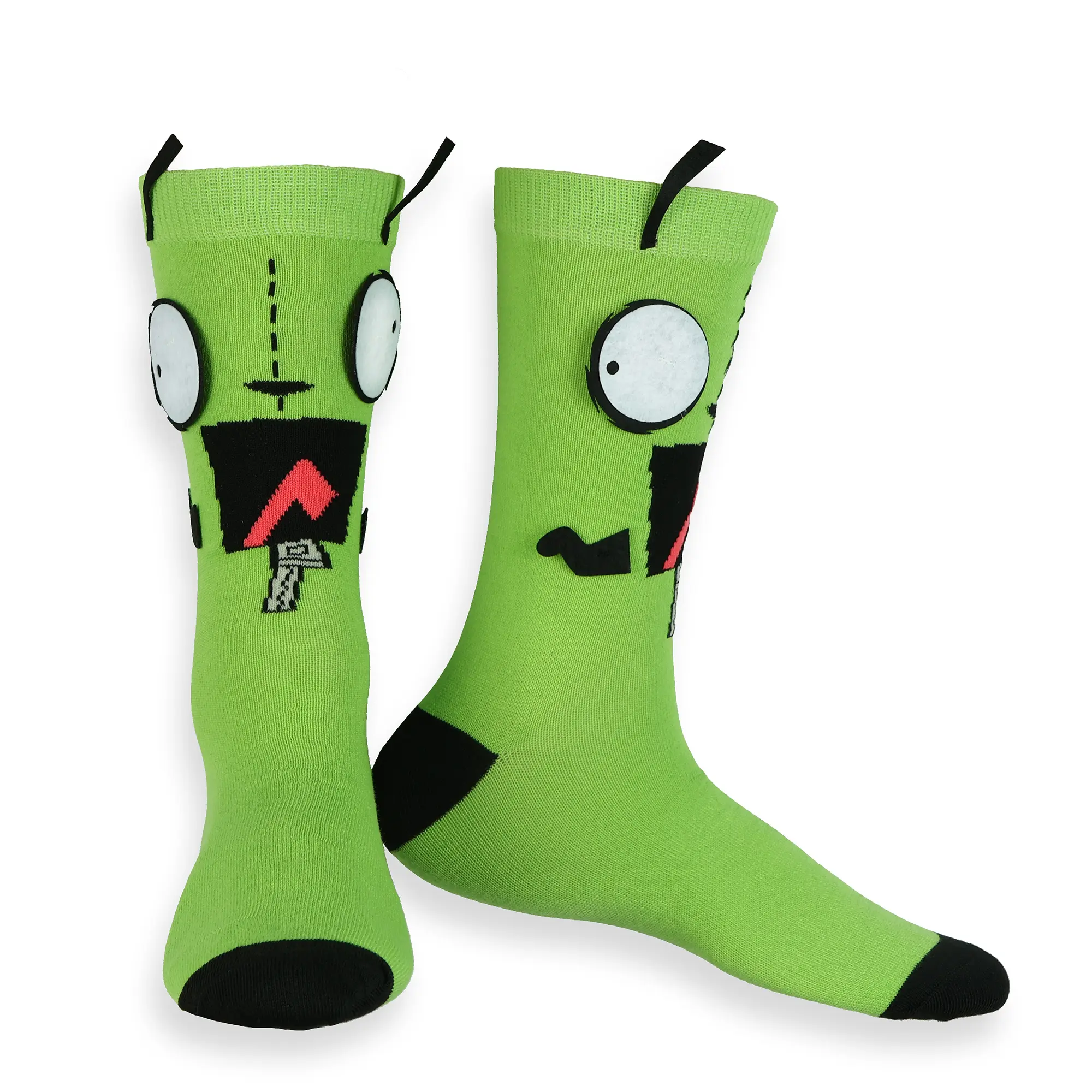 Invader Zim Socks Men's GIR 3D Design Novelty Mid-Calf Crew Socks 1 Pair Fits Shoe Size 8-12, Polyester, Breathable