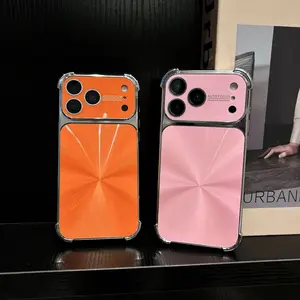 17Promax & 16Pro Case Four-corner Anti-fall Electroplating Protective Cover in Orange & Pink Options hello kitty mermaid plush baby rimowa Full Coverage Anti-Glare Screen Protector iphone kobe  grape lumee