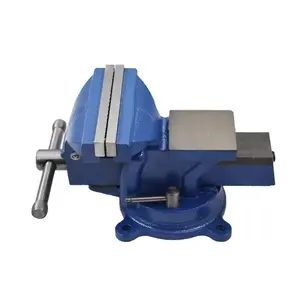 findmall 4" Heavy Duty Cast Steel Bench Vise with Anvil, Serrated Steel Jaws, Double Locking 360-Swivel Base, Table Top Mount Clamp, Industrial Hardware Tool, Double Locking Swivel