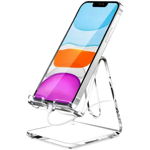 Acrylic Cell Phone Stand, Portable Clear Phone Stand for Desk, Compatible with Phone16 15 14 13 Pro Max Mini 12 11 plus SE, Switch, Android Smartphone, Pad, Tablet, Desk Accessories