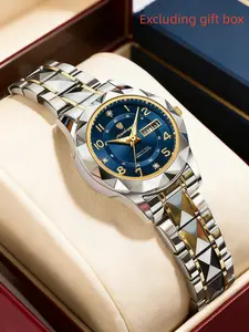 POEDAGAR Fashion Exquisite Women's Date Calendar Waterproof Night Light Elegant Women's Watch Fashionable Waterproof Watch Stainless Steel Luxury Women's Watch Luminous Waterproof Watch