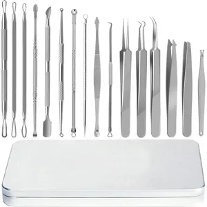 16 Pcs Blackhead Remover Tools 410 Grade Stainless Steel| Pimple Popper Tool Kit| Stainless Steel Professional Pimple Extractor Tool Kit for Blackheads, Comdone, Acne, Zit, and Whiteheads