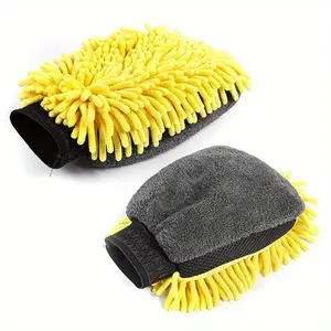 Premium Microfiber Chenille Car Wash Mitt 2-in-1 Scratch-Free Car Cleaning Glove Professional Detailing Tool High Absorbent Lint-Free Wash Pad Auto Wash Mitt for Car SUV Truck Deep Clean Must-Have Car Detailing Supplies Soft Microfiber