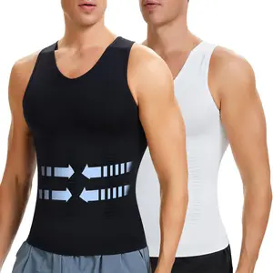 CATTIBOR 1/2/3 Pack Menswear Men Solid Compression Vest,Men V Neck Sleeveless Shirt Shapewear,Men T-Shirt Sport Vest Fitness Tank Top Men Underwear For All Seasons