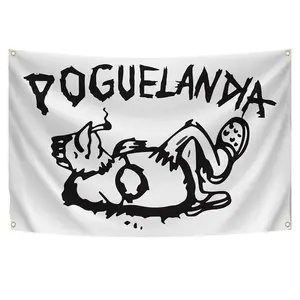 Poguelandia  Flag Funny Poster Tapestry for Wall Hanging College Dorm Men Cave Decor Outdoor Indoor Decoration Banner with 4 Brass Grommets