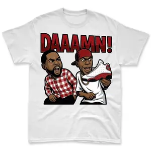 DAAAMN! Shirt To Match Retro White and University Red Match Shirt, Summer Tee Vibes ️ Lightweight Cotton T-shirt, Beach Day Fit, Road Trip Outfit #michaeljordan #summervibes #tshirtstyle #casualfit