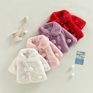 Meihuida Infant Baby Girls Coat Faux Fur Long Sleeve Cape Cloak Jackets Outwear Warm Winter Clothes