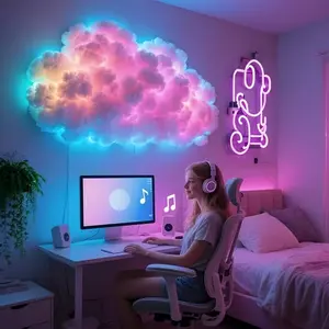 3D Thundercloud LED Night Light, Music Sync, USB Powered, Wall/ceiling Mount, Vivid Atmosphere Lighting, Bedroom, Party, Holiday Decor
