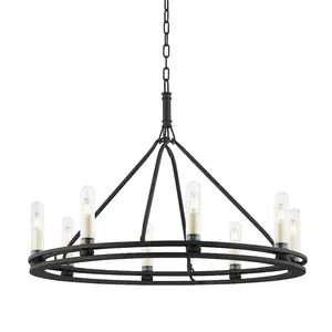 Sutton Outdoor Chandelier - Circular Double-Ring Design with Candlestick Lights for Bright Illumination