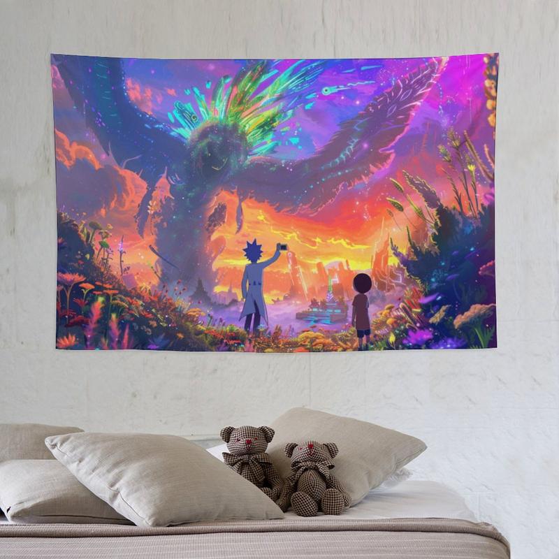 Rick and Morty wall tapestry poster for college dorm cave bedroom living room office party decoration gift