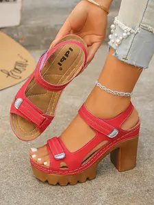 Women's High Heel Roman Sandals, New Summer Fashion Casual Shoes, Waterproof Platform, Slip-On Versatile Sandals for Outdoor Wear