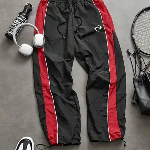 Men's Fashion Casual Sports Pants, Casual Sporty Pants, Loose Fit, Elastic Cuff, Athleisure Design, Unique Print, Simple Versatile, Nylon Fabric, Perfect for Daily Wear, Casual Athletic Bottoms