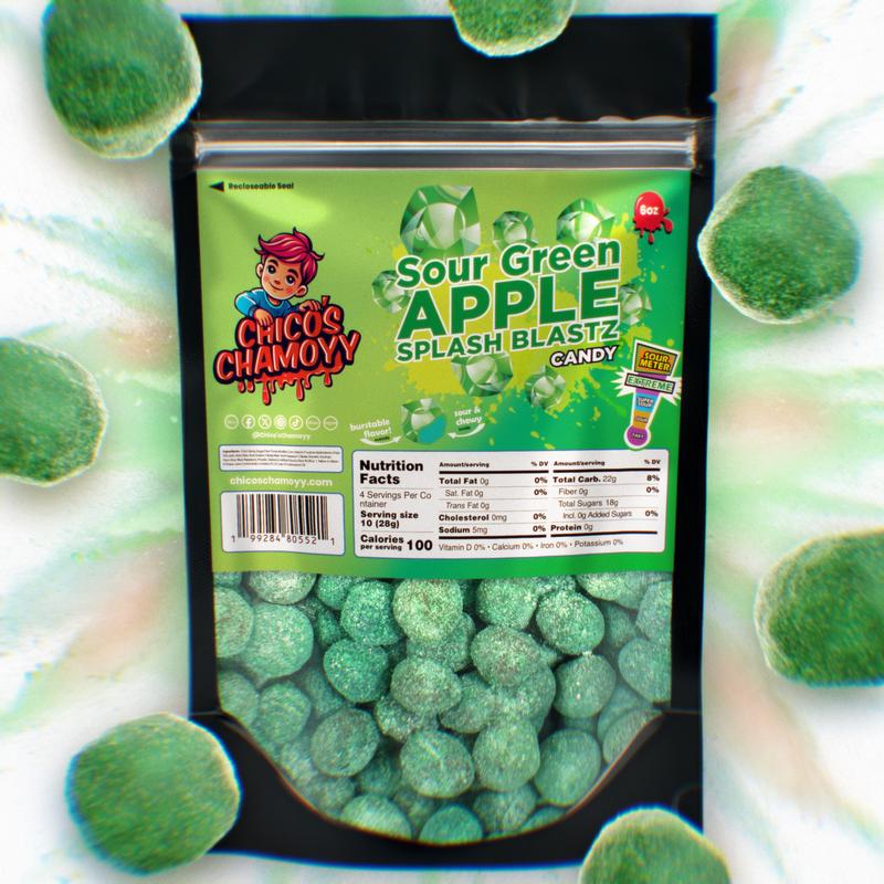 Viral Gushers 4 Pack Ultimate Splash Blastz 24oz Bundle (No Chamoy) - Sour Watermelon 6oz + Watermelon Cotton Candy 6oz + Sour Blue Razz 6oz + Sour Green Apple 6oz-Chicos Chamoyy- Fruity Snack Sweet